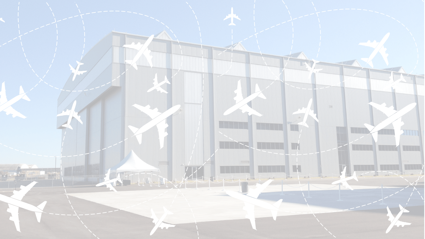 Airplane hangar with airplane graphic overlay|Airplane hangar with airplane graphic overlay dark
