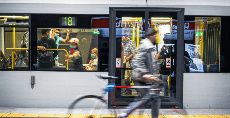 Illustration of sustainable urban planning with walkable streets