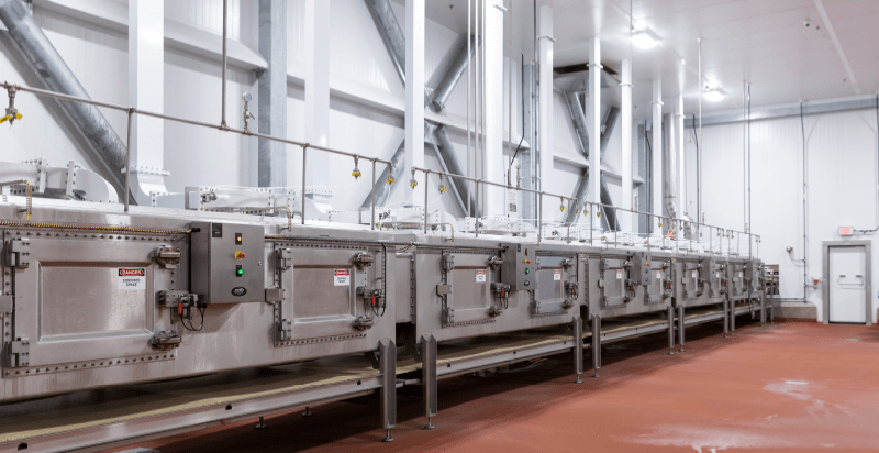 Interior of a food processing facility showing hygienic design